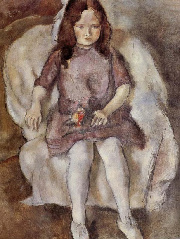 Jules Pascin The Girl holding flower china oil painting image